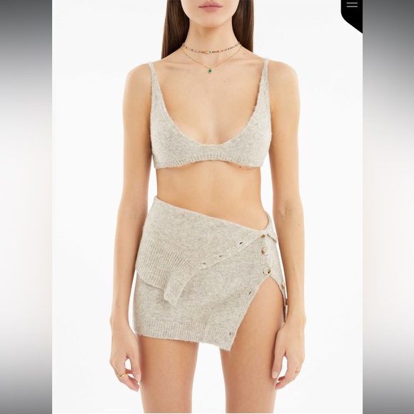 Ruve Selva sweater knit button through mini micro Skirt XS Sand - Picture 2 of 15